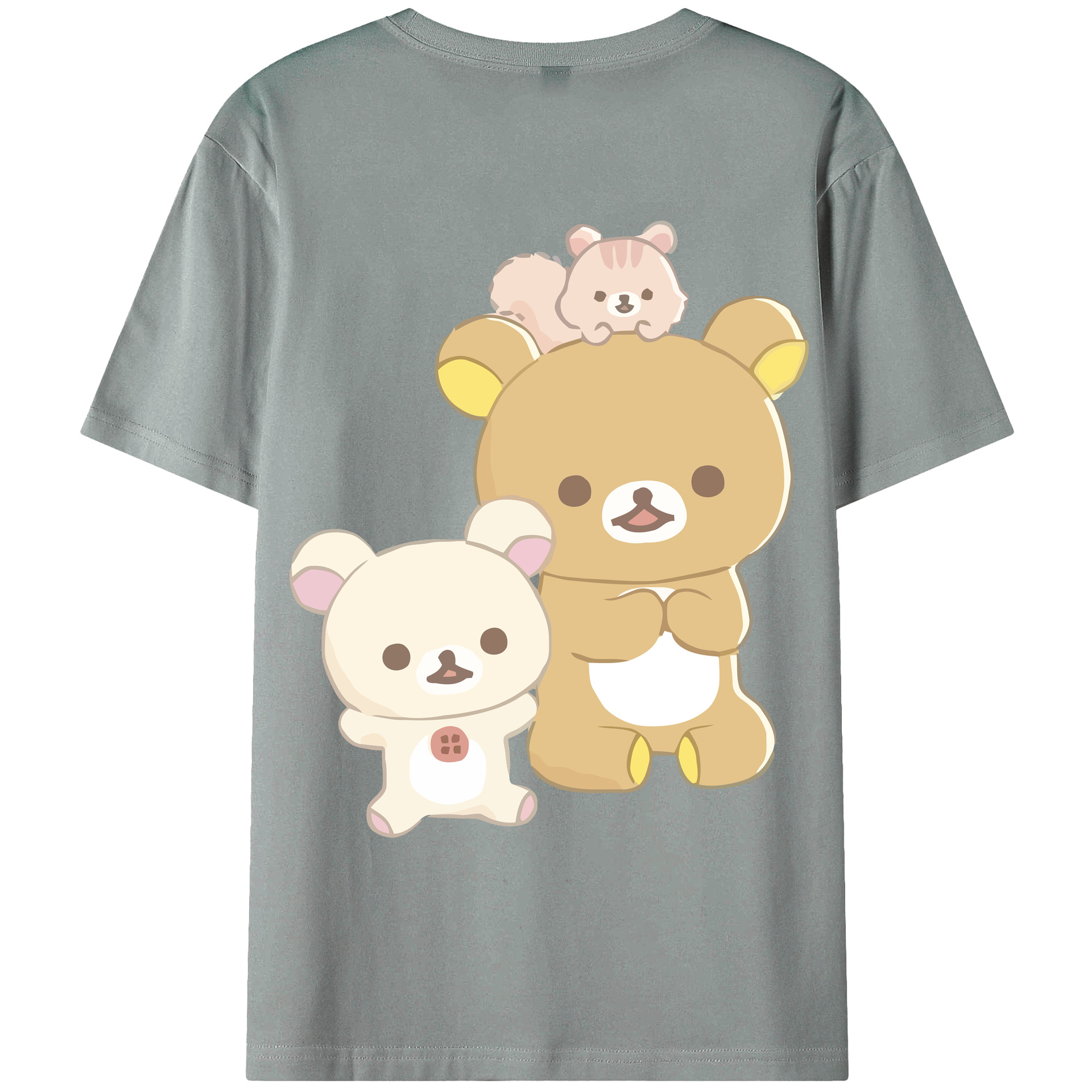 （画像用） リラックマ リラックマ キイロイトリ Rilakkuma Korilakkuma Kiiroitori 綿100％ メンズ半袖Tシャツ（バックプリント） 通気性